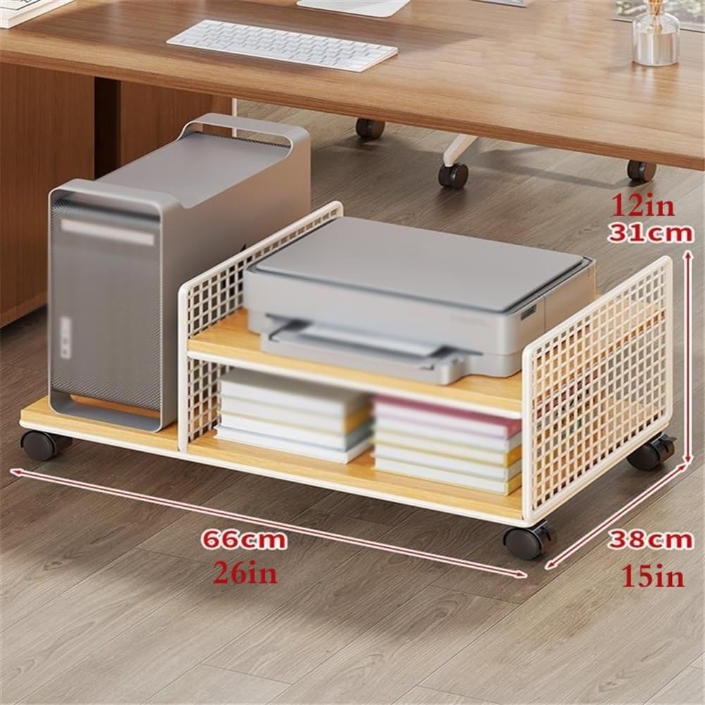 Práctico Soporte for CPU, Estante for Impresora, Estuche de Escritorio, Carrito móvil con Ruedas giratorias Bloqueo(A)