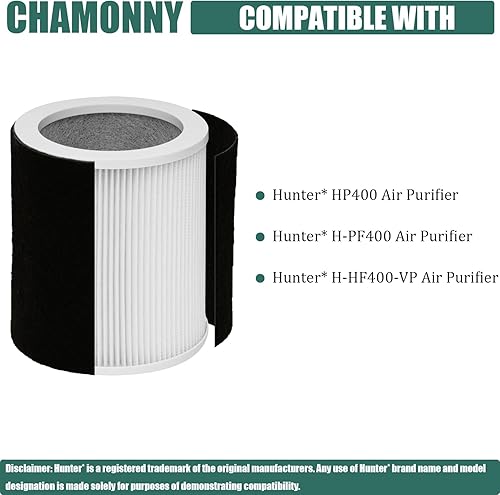 Miniatura 2 de Filtro de repuesto H-PF400, compatible con Hunter H-HF400-VP, H-PF400 y Hunter HP400 purificador de aire cilíndrico de torre, 1 filtro HEPA