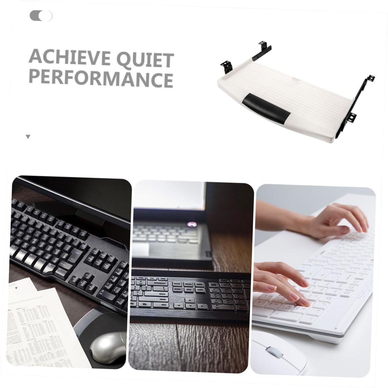 Cajón De Teclado Deslizante para Escritorio Bandeja De Teclado Bajo La Mesa Soporte De Teclado Plegable con Guías Accesorio De Oficina En Color y Ideal para