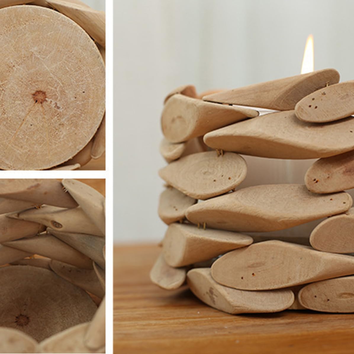Portacandele Rotondo Decorativo in Legno Fatto per Matrimonio