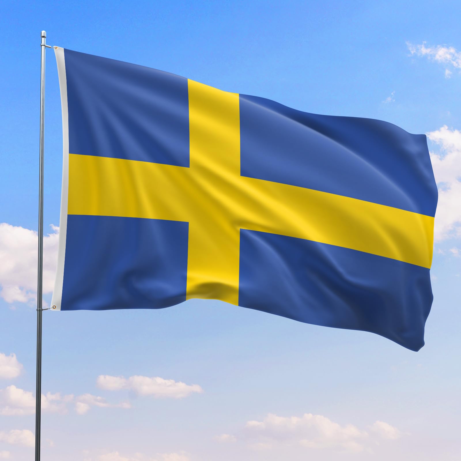 PartyYaa Sweden Flag, 5ft x 3ft Swedish Flag for Party Decorations Single Side with 2 Brass Eyelets, Waterproof - Image 4