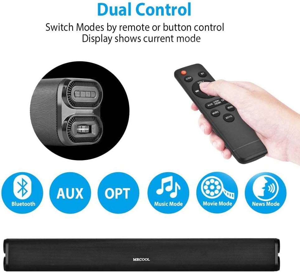 Suреr Bіg Clеаrаnсе! MRCOOL 2021 New Sound Bar, Bluetooth 5.0 Stereo, Sound Bars for tv, 24 inches, BT, AUX, RCA, USB and Optical Input (with 3.5mm Aux Cable, HDMI Cable, Fiber Optic Cable and RCA Cable) Flаѕh Dеаlѕ - 50% оƒƒ MRCOOL 2021 New Sound Bar, Bluetooth 5.0 Stereo, Sound Bars for tv, 24 inches, BT, AUX, RCA, USB and Optical Input (with 3.5mm Aux Cable, HDMI Cable, Fiber Optic Cable and RCA Cable)