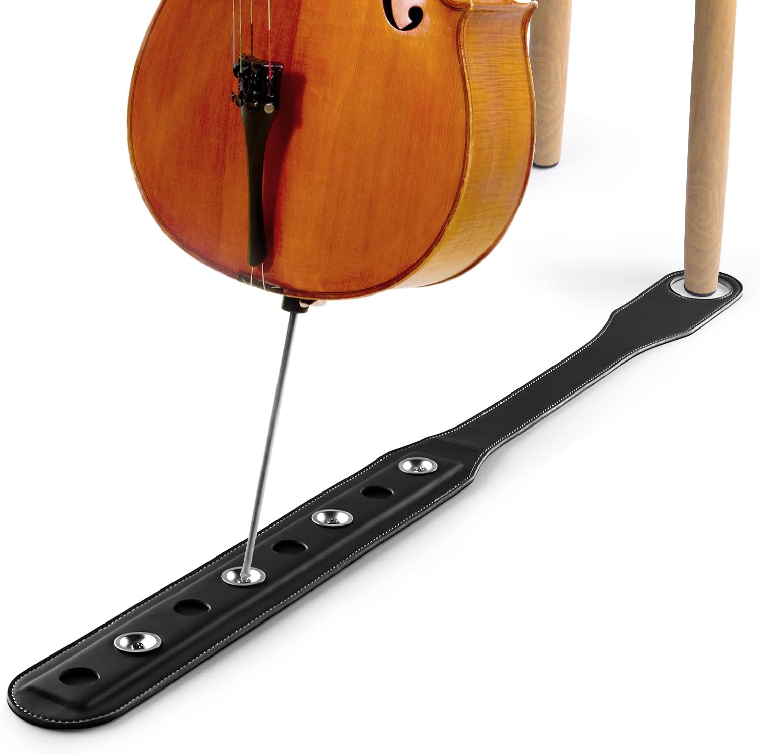 Rockhouse Cello Endpin Anchor Non-slip Strap Stopper Rest Holder Rock Stop Leather Pad with 8 Spike Position for Cello Student Cellist, Black