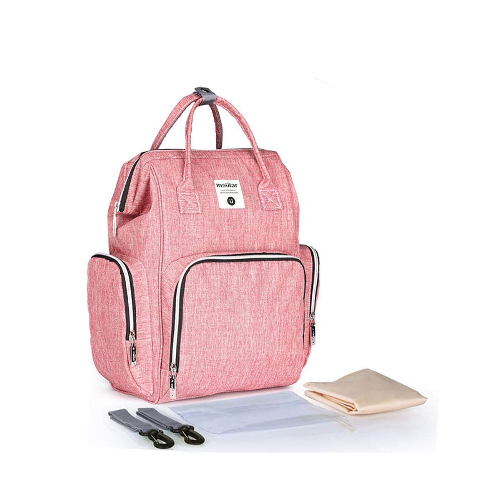 Baby Changing Bag Backpack Large Nappy Changing Baby Bag Waterproof Mommy Bag with Stroller Straps and Changing Pad (Maca Red)