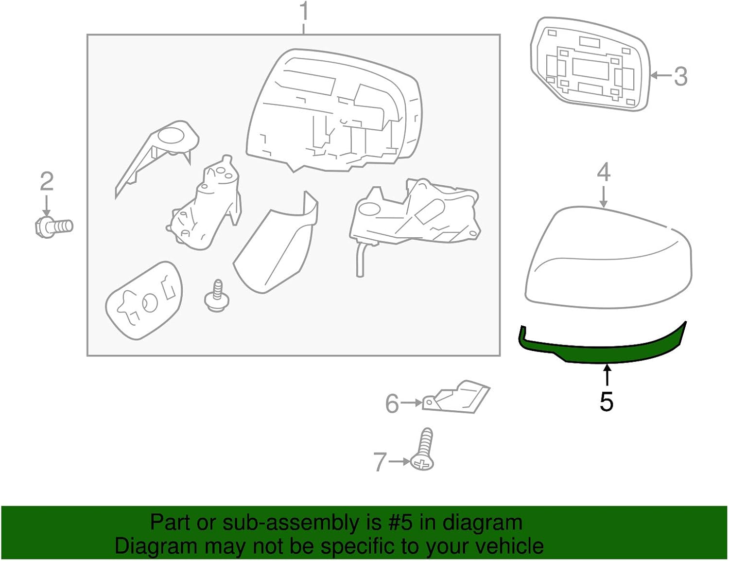 Subaru Right Passenger Lower Cover Panel Mirror 2015-2021 WRX & STi 91054VA201 2015-2017 Crosstrek 2015-2016 Impreza Genuine OEM