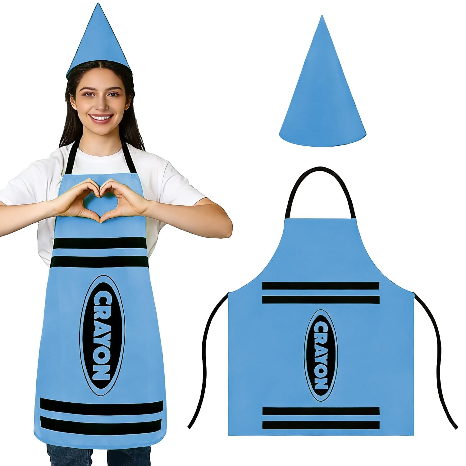 IGXX Blue Crayon Costume Set, Apron Tabard with Cone Hat, Fancy Dress Outfit for World Book Day, Role Play