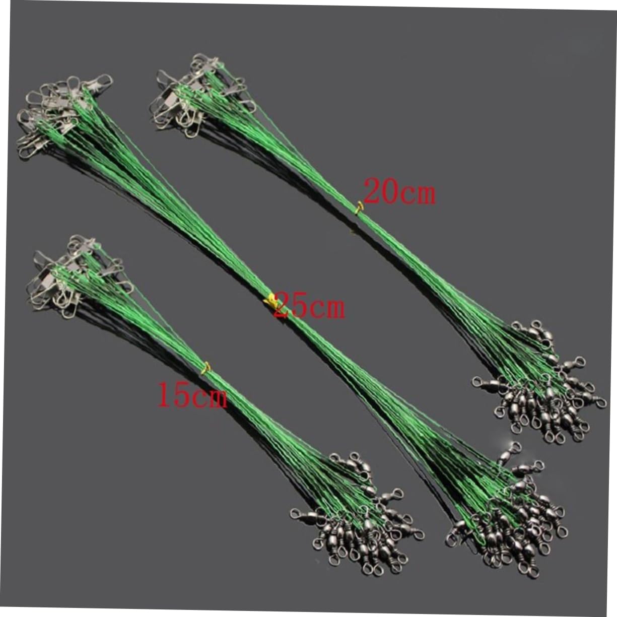 VANZACK 60-Piece Fishing Line Connector Premium Fishing Wire 15cm 20cm 25cm Swivels