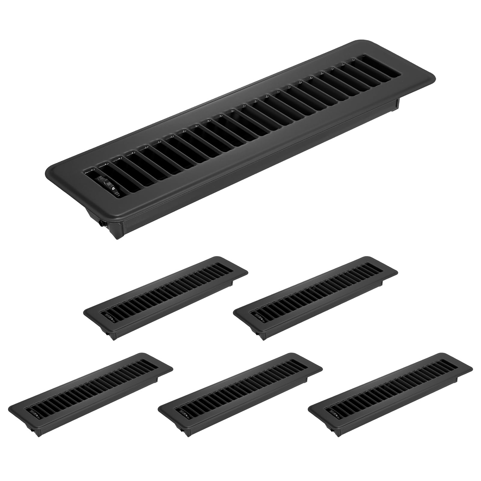 PATIKIL 2x12 Pollici Griglie Di Aerazione Per Pavimento 6 Pezzi Griglie Di Aerazione Per Pavimento In Metallo Resistente Griglie Di Aerazione Camminabili Con Leva Di Regolazione Nero