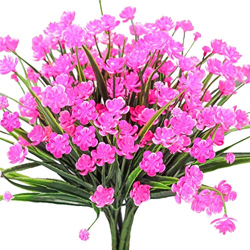 Preisvergleich Produktbild Ruiuzioong Künstliche Blumen, UV-beständig, grüne Sträucher, Pflanzen, für drinnen und draußen, zum Aufhängen, Pflanzgefäß, Heimdekoration (Rosa, 4 Stück)