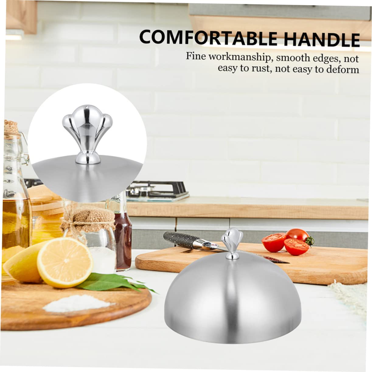 Coperchio Per Alimenti In Acciaio Inossidabile, Cupola Per Bistecche E Barbecue, 32x32 Cm, Con Maniglia