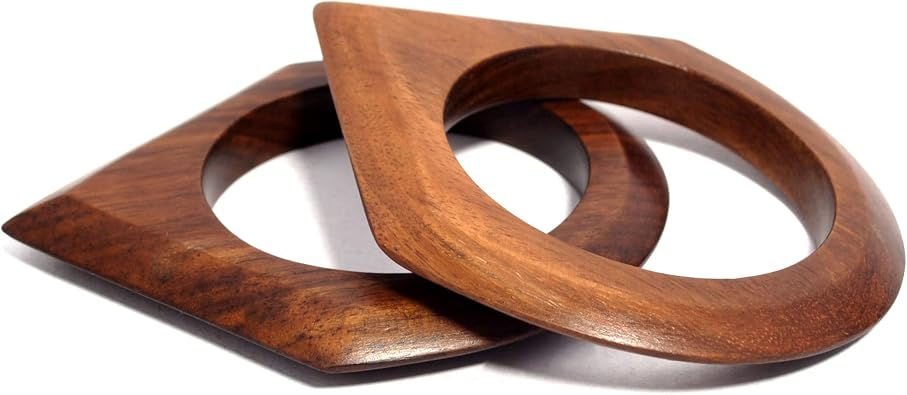 Pure Hands Geo Adroit Handcrafted Sisoo Wood Bangle, Pointed Edge Design, Satin Wax Finish, Lightweight & Modern, Eco-Friendly Jewelry, Minimalist & Geometric Style | Geo Style Collection