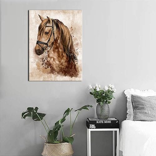 Miniatura 3 de Arte abstracto para pared, lienzo de caballo, acuarela, impresiones modernas, abstractas de animales, vintage, arte rústico y contemporáneo, arte de