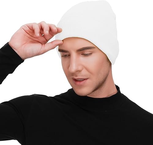 Miniatura 4 de American Trends Gorro de punto para hombre y mujer, gorro de invierno con puños, cálido, suave, lindo, liso, para exteriores
