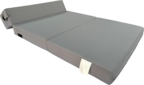 Miniatura 8 de D&D Futon Furniture Colchón plegable portátil, camas de invitados de estudio, colchones de caravana, espuma de alta densidad (gris, 6 x 48 x 80)