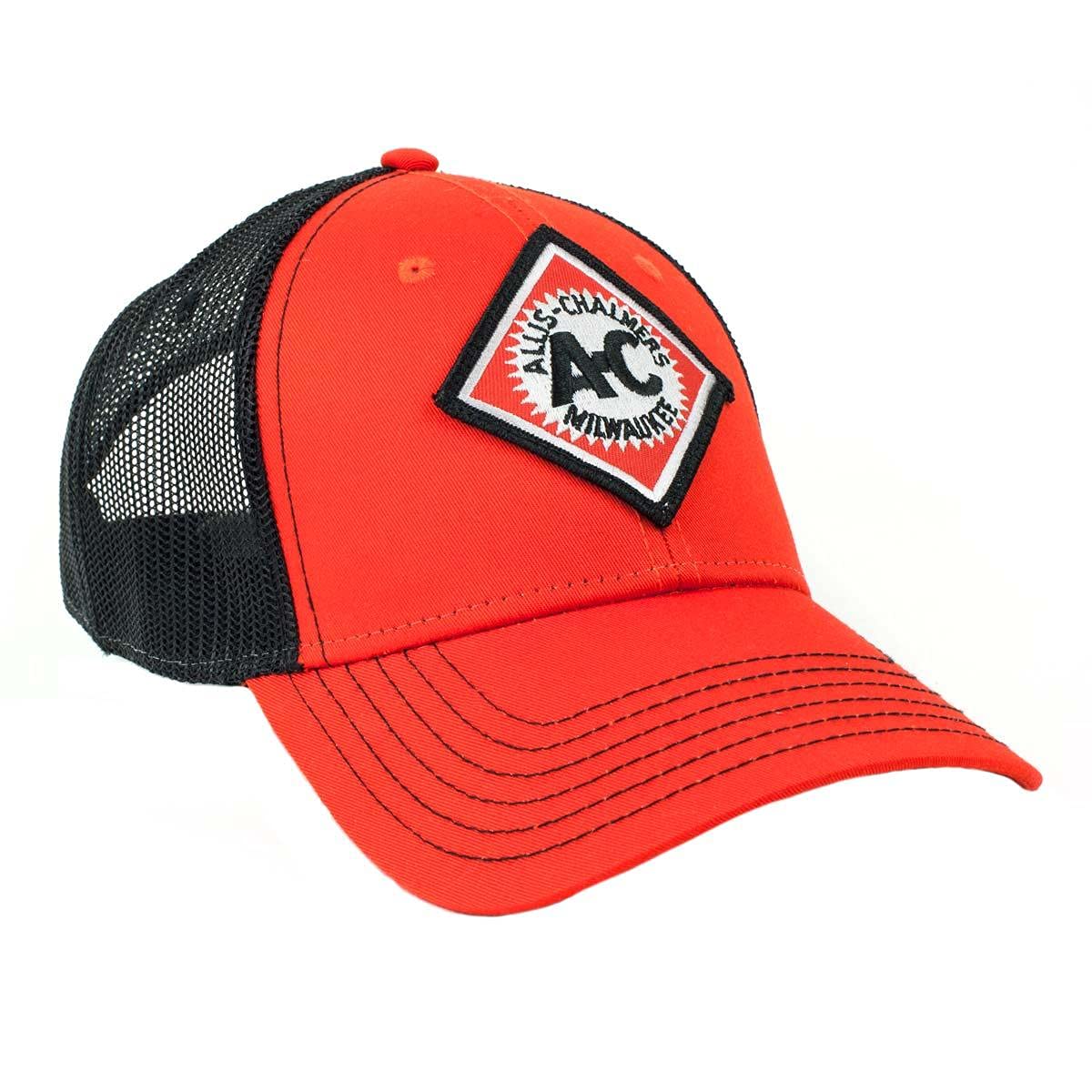 J&D Productions, inc. Allis Chalmers Tractor Hat, New Logo, Orange with White mesh Back,