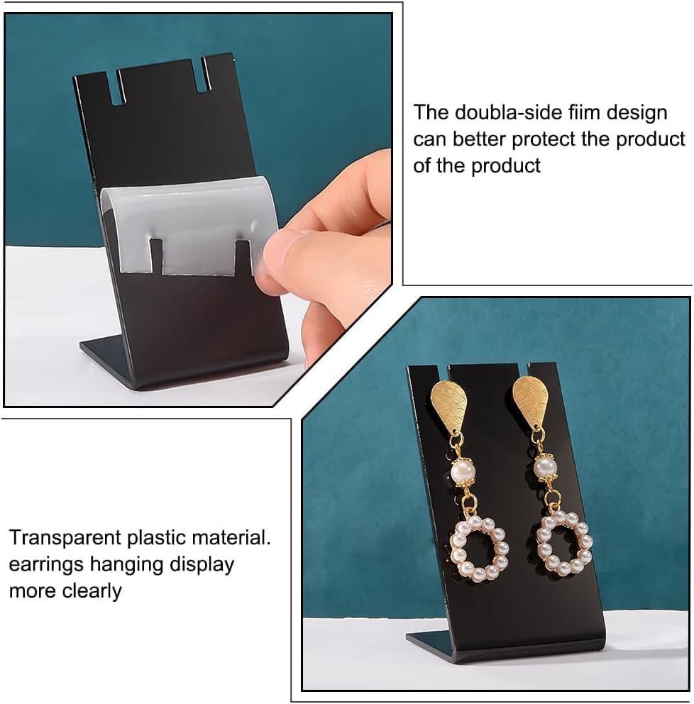 Image of Earrings Holder Acrylic Jewelry Display Rack Stud Earring Organizer for Woman Jewelry (10pcs L-Shape black pack of 10)