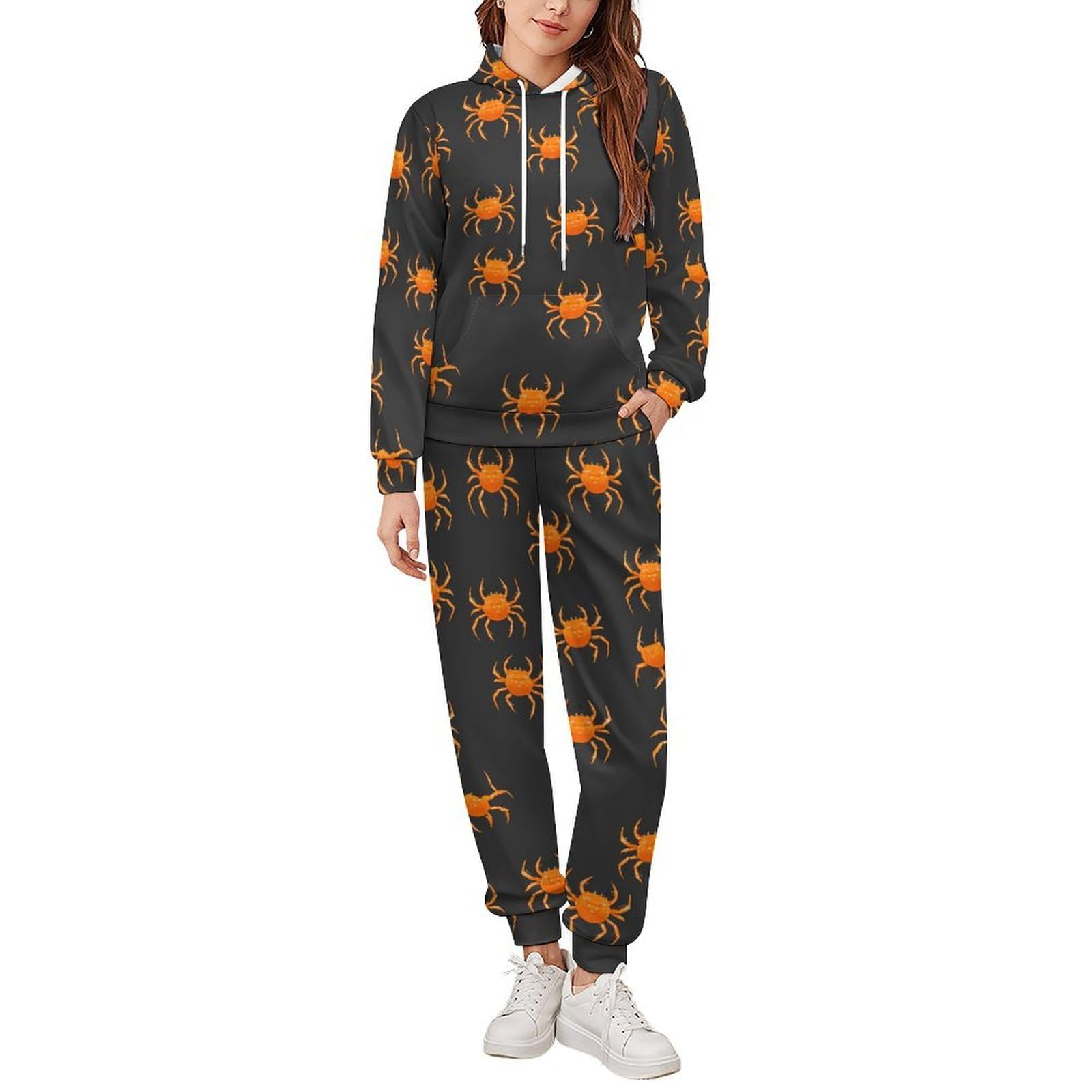 Crabs Pattern Tute per gli Uomini Manica Lunga Felpa Con Cappuccio E Pantaloni Della Tuta Joggers Set Moda Tute
