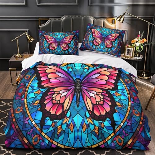 Housse de couette microfibre hypoallergénique 3D 200x200 papillon - 2
