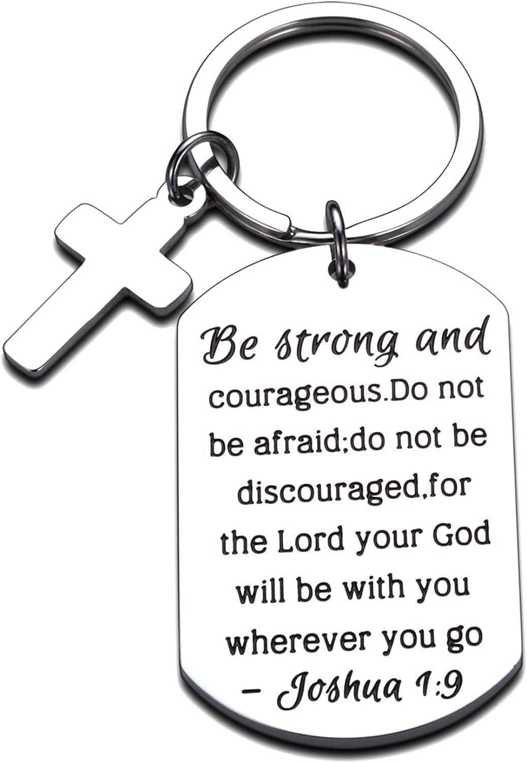Christian Gifts Inspirational Bible Verse Keychain Be Strong and Courageous Pendant Cross Charm Men and Women Religious for Birthday Graduation Communion Christmas Thanksgiving