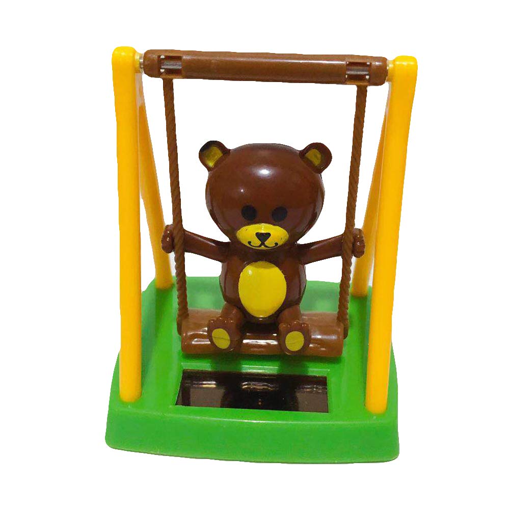 good01 Cartoon Swing Bear Figurine Solar Power Car Auto Flip Flap Pot Toy Home Ornaments