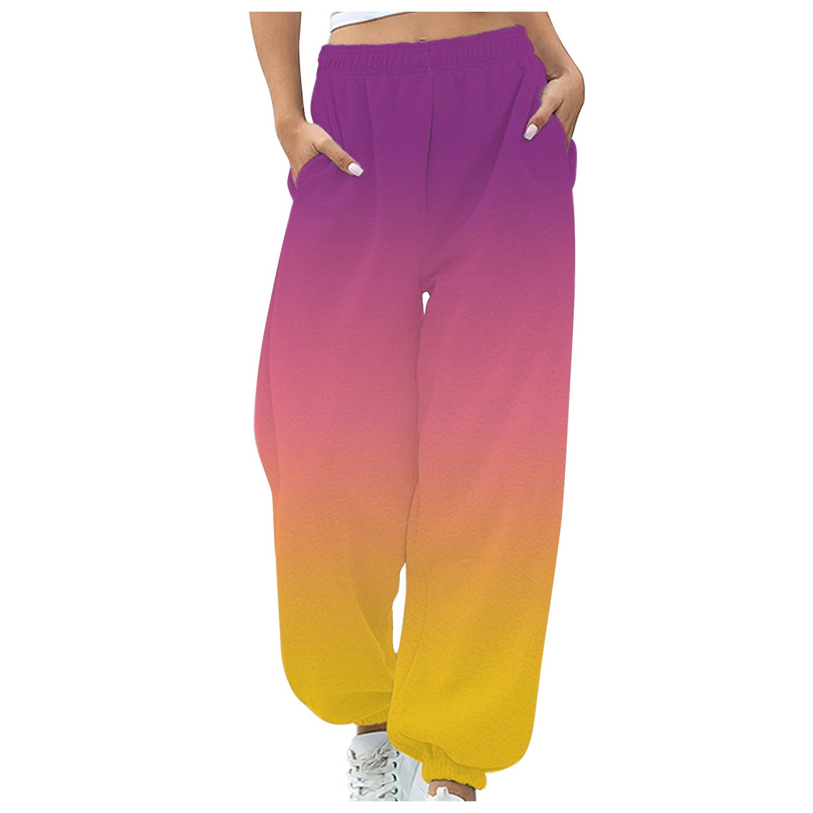 Womens Sweatpants Casual High Waist Pants Cinch Bottom Joggers 2023 Fall Fashion Workout Athletic Fitness Trousers Purple