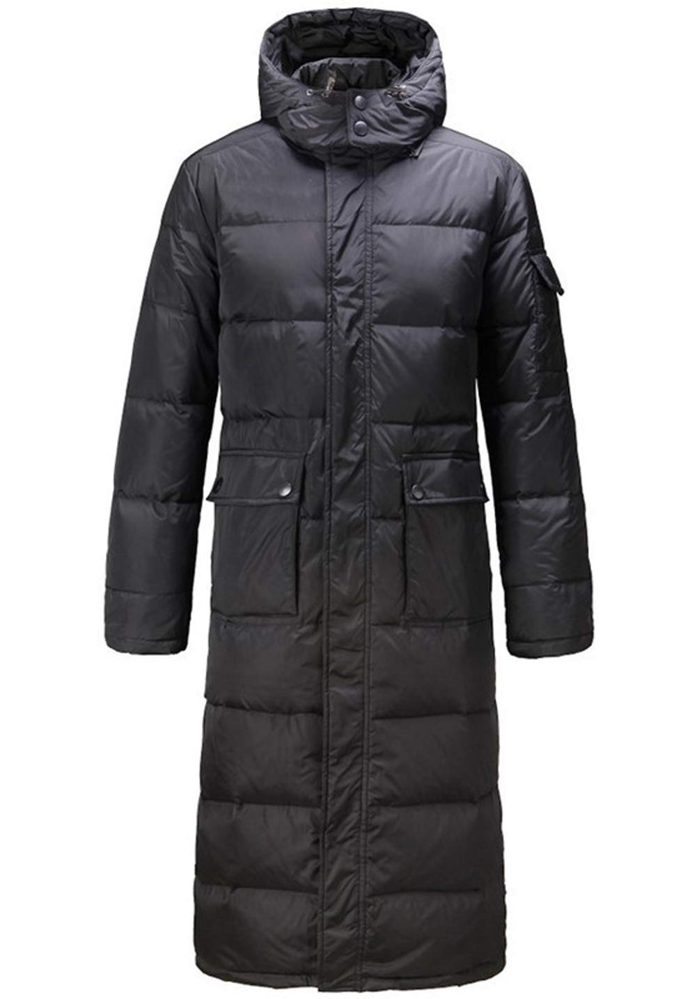 chouyatou Mens Classic Windproof Removable Hooded Long Winter Puffer Down Coat
