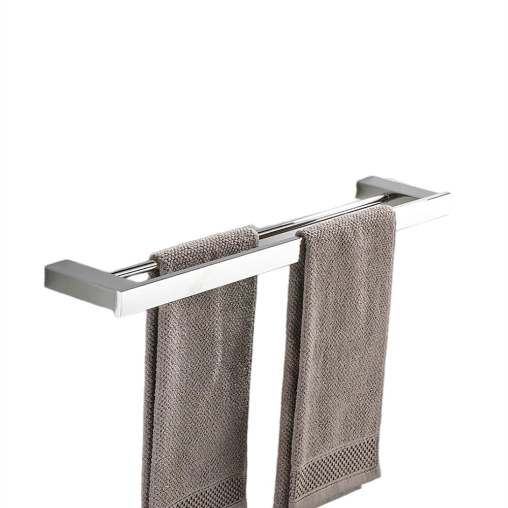 Étagère et porte-serviettes chromés pour une salle de bain moderne et ordonnée