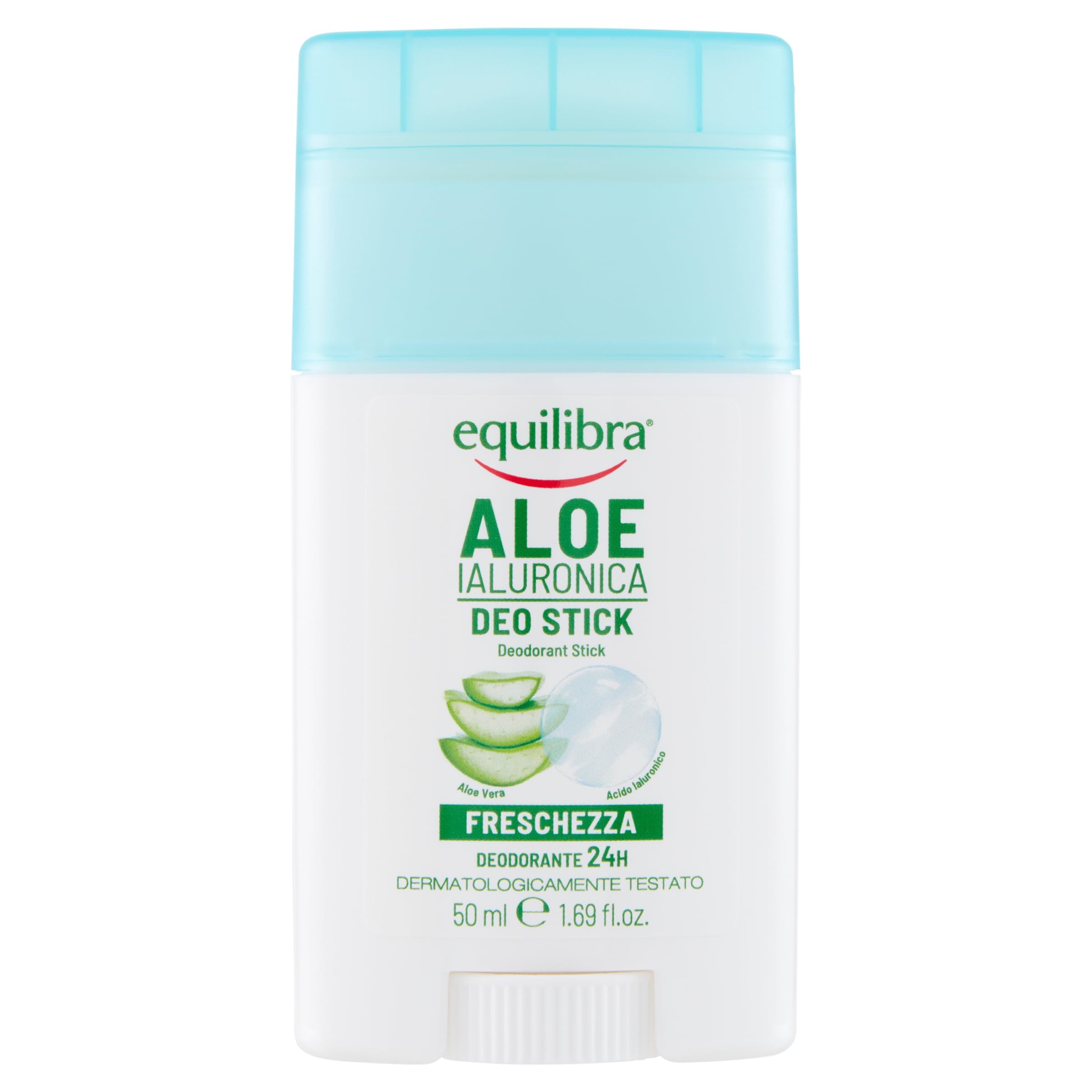 Equilibra Corpo, Aloe Hialurónico Deo Stick, desodorante adecuado para pieles sensibles con complejo antiolor, base de aloe y ácido hialurónico, 50 ml