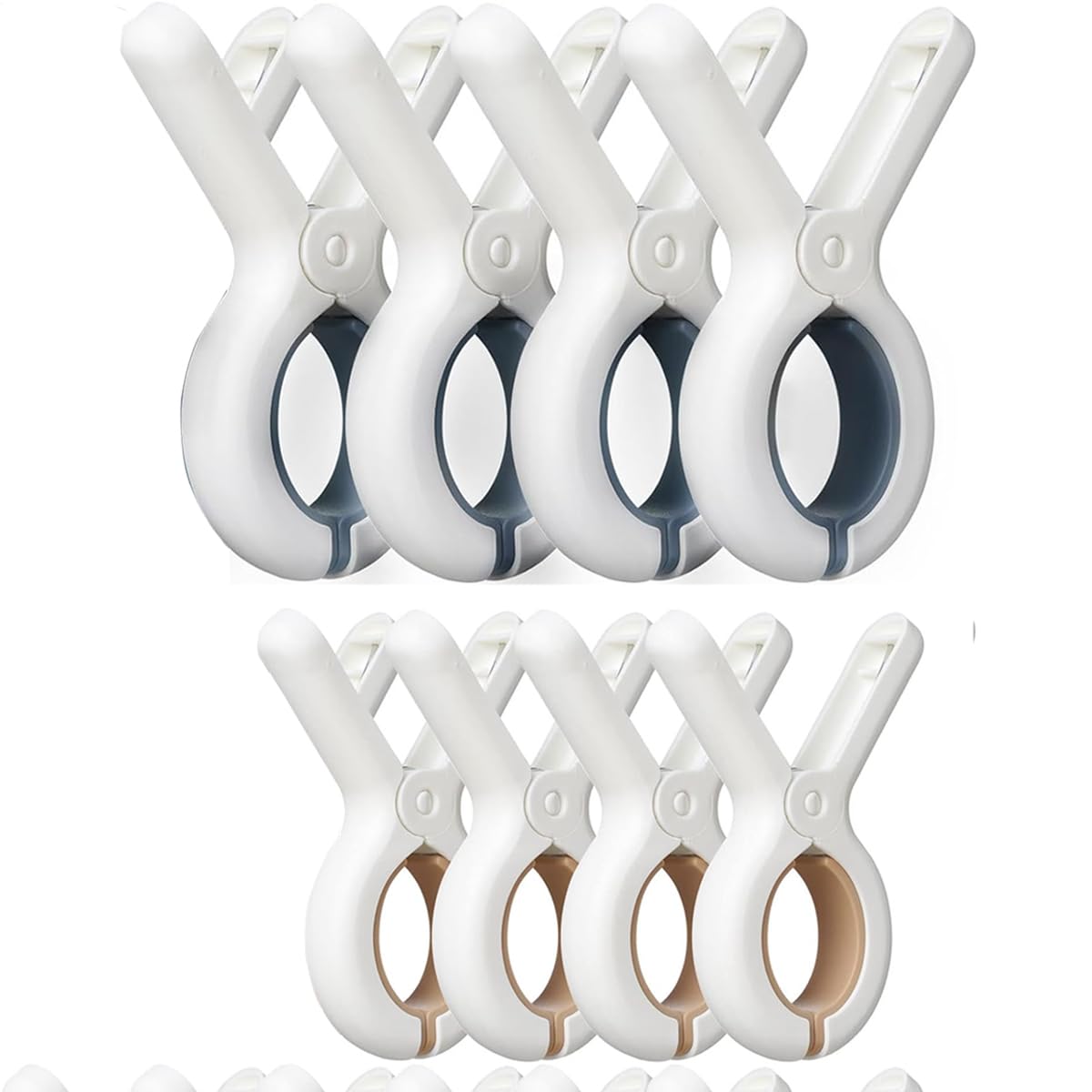 8 Pack Extra Large Plastic Clothes Clips with Strong Anti-Rust Springs, 5.1 Inch Beach Towel Clips for Clothesline and Hanging Rack, Small and Large Clamps (8, Large+Small)
