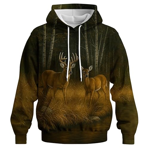Novelty Long Sleeve Hoodie Funny Fashion Deer Graphic Sweatshirts