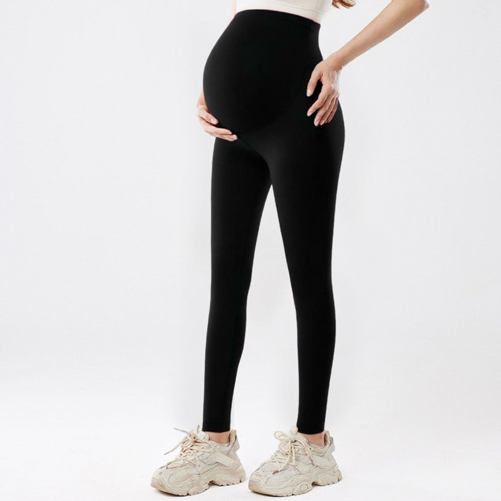 HAOLEI Paquete de 2 Leggings de Maternidad para Mujer Cintura Alta Leggings Premamá Push Up Suaves Cómodos Pantalones de Yoga de Maternidad Casual Elástico Mallas Deporte para Embarazo