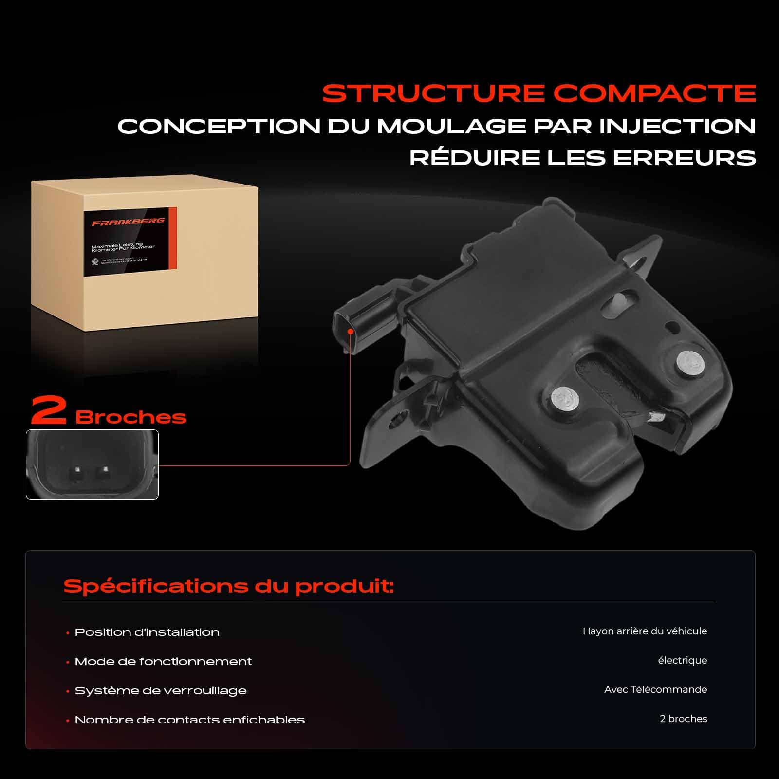 Frankberg Serrure de Coffre Hayon Compatible avec Logan MCV II Duster HS Remplacer# 905039326R