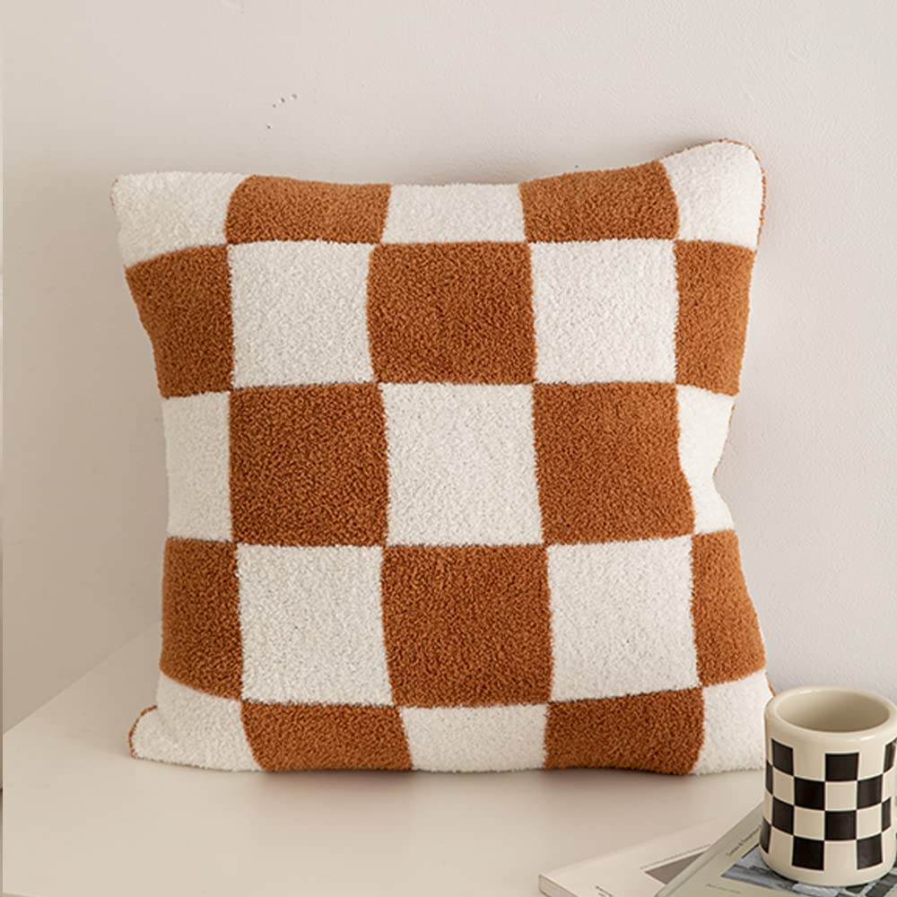 NIDITW Kissenbezüge mit beidseitigem Schachbrettmuster, ultraweich, Mikrofaser, verdeckter Reißverschluss, für Sofa, Couch, Bett, Dekoration, 4 Stück, gemischte Farben, ca. 45 x 45 cm