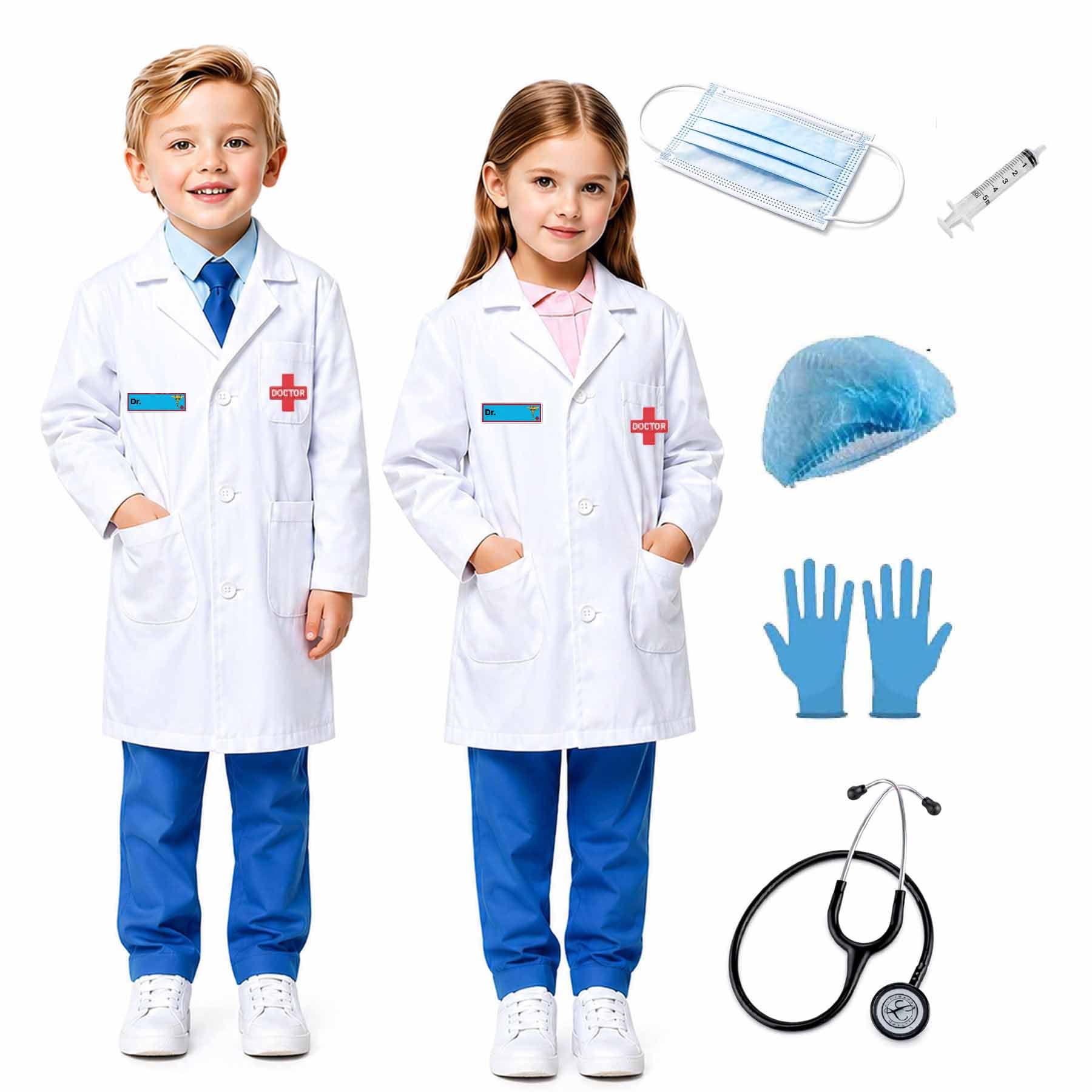 SCRIPTURE Kids Doctor Coat & Nurse Costume Set for Boys & Girls | Pretend Play Medical Dress Up Kit for Children | Fancy Dress Role Play Outfit-image-38