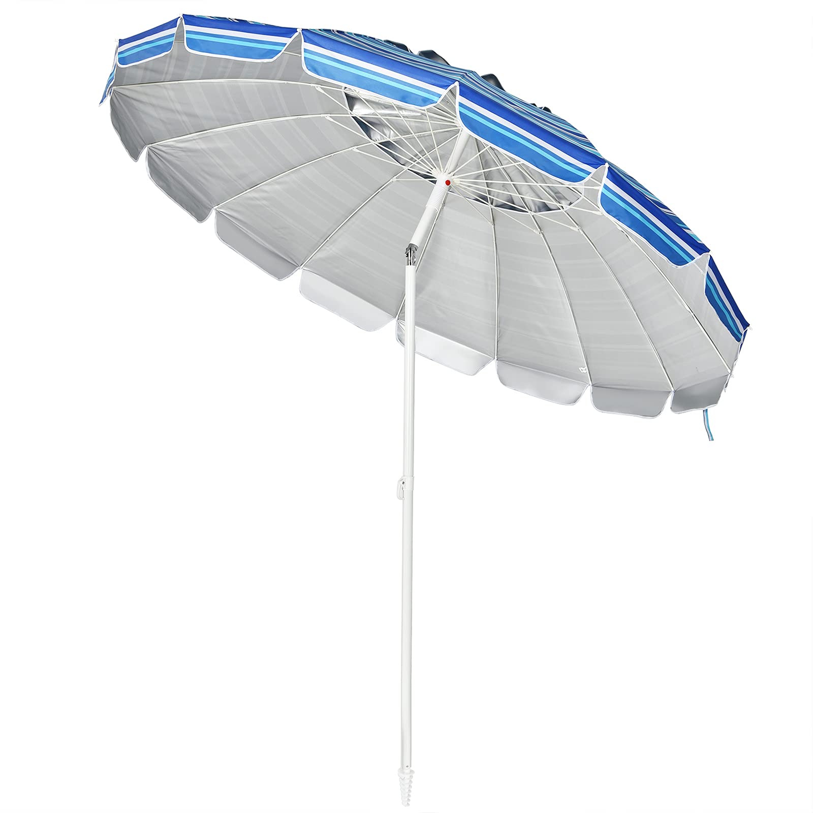 Giantex 243 cm Ombrellone da Spiaggia con Palo Centrale, Protezione Solare e Pioggia, Ombrellone Portatile con Borsa di Trasporto, Adatto a Piscina, Giardino e Terrazzo