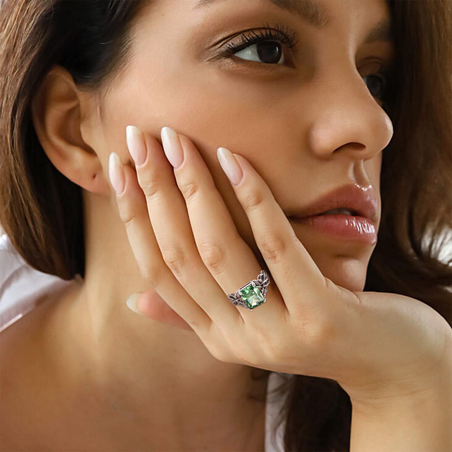 TANGPOET Damen Lebensbaum Ring Silber 925 Baum des Lebens Ring Verstellbar Kristall Schmuck Baum des Lebens Geschenke für Frauen Mädchen