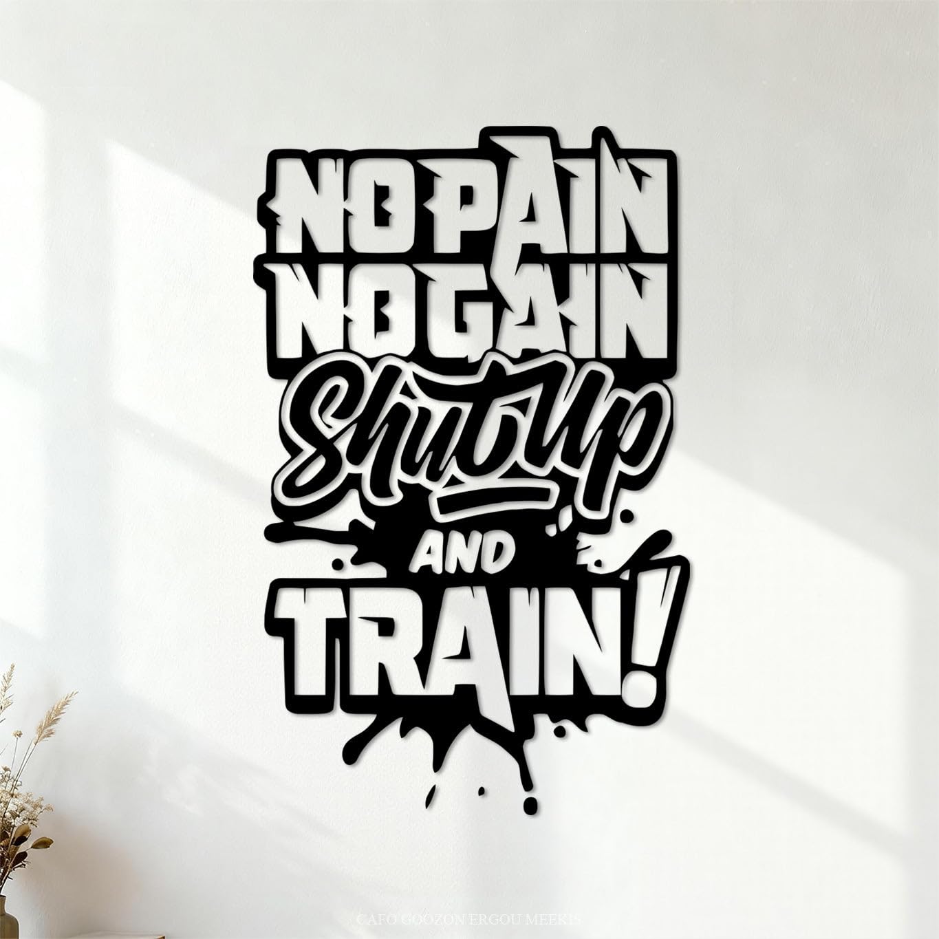 Fine Carving Stickers No Pain No Gain Motivational Fitnesscenter Slogan 35x55.3cm Do not Damage the wall Surface Black