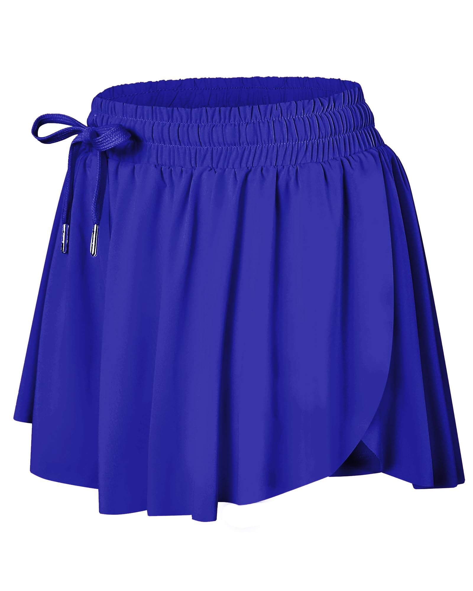 Wsirmet Flowy Shorts for Women Butterfly Shorts 2 in 1 Athletic Workout Gym Biker Running Shorts with Pockets