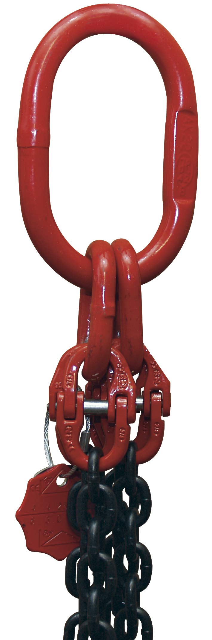 Dolezych DoKett 2 Anschlagkette 1-strängig mit Gabelkopfhaken, Länge = 2.00,m Rot, Schwarz