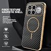 Funda Magnética Compatible con Redmi Poco F8 Ultra, Cubierta con Textura de Fibra de Carbono, Silicona Electroplateada, Resistente a Golpes y Anti-Rayaduras, Delgada para Redmi Poco F8 Ultra (Negro) 2