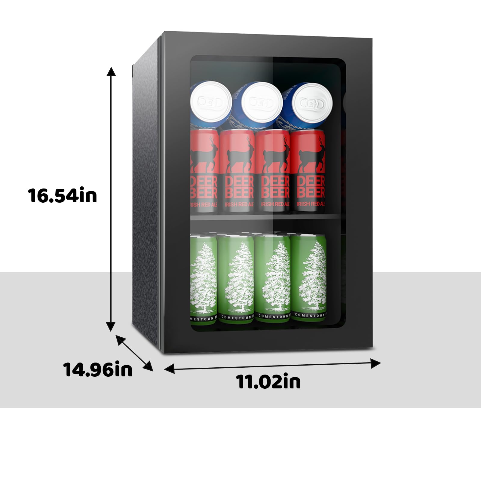 Stopasd Beverage Refrigerator Cooler, 0.9 Cu.Ft/24 Can Drink Fridge With Adjustable Shelves & Clear Door For Soda Wine Beer, Countertop Mini Fridge, Compact Design For Home/Office/Bar (40-61 ℉), Black on Fridge.com - View 5