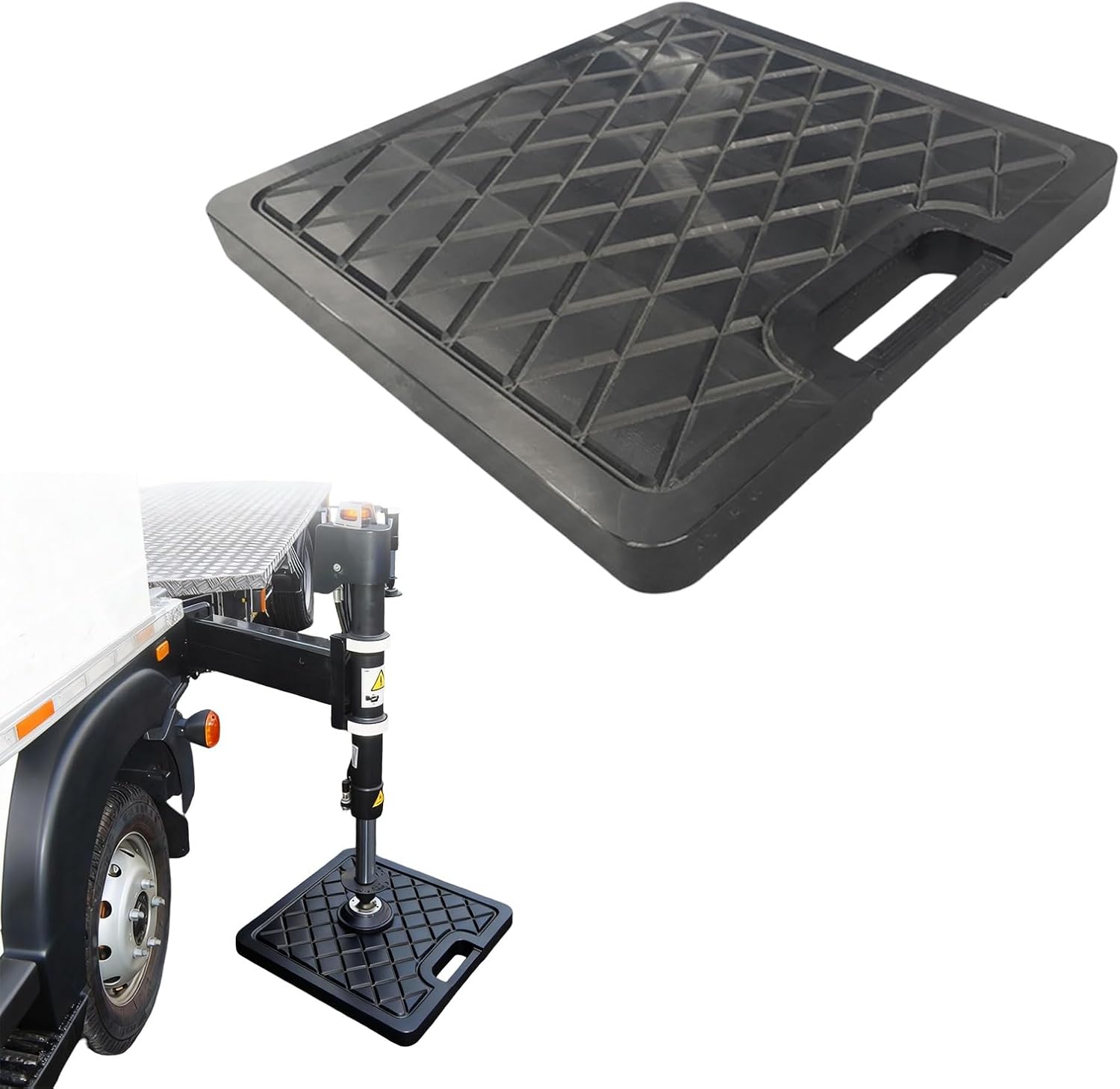 Heavy-Duty 12x12 Outrigger Pad with Handle - Round Corners Leveling Blocks for Cranes, Tow Trucks, RVs, and Wreckers - Durable 1.1" Thick Support Pads