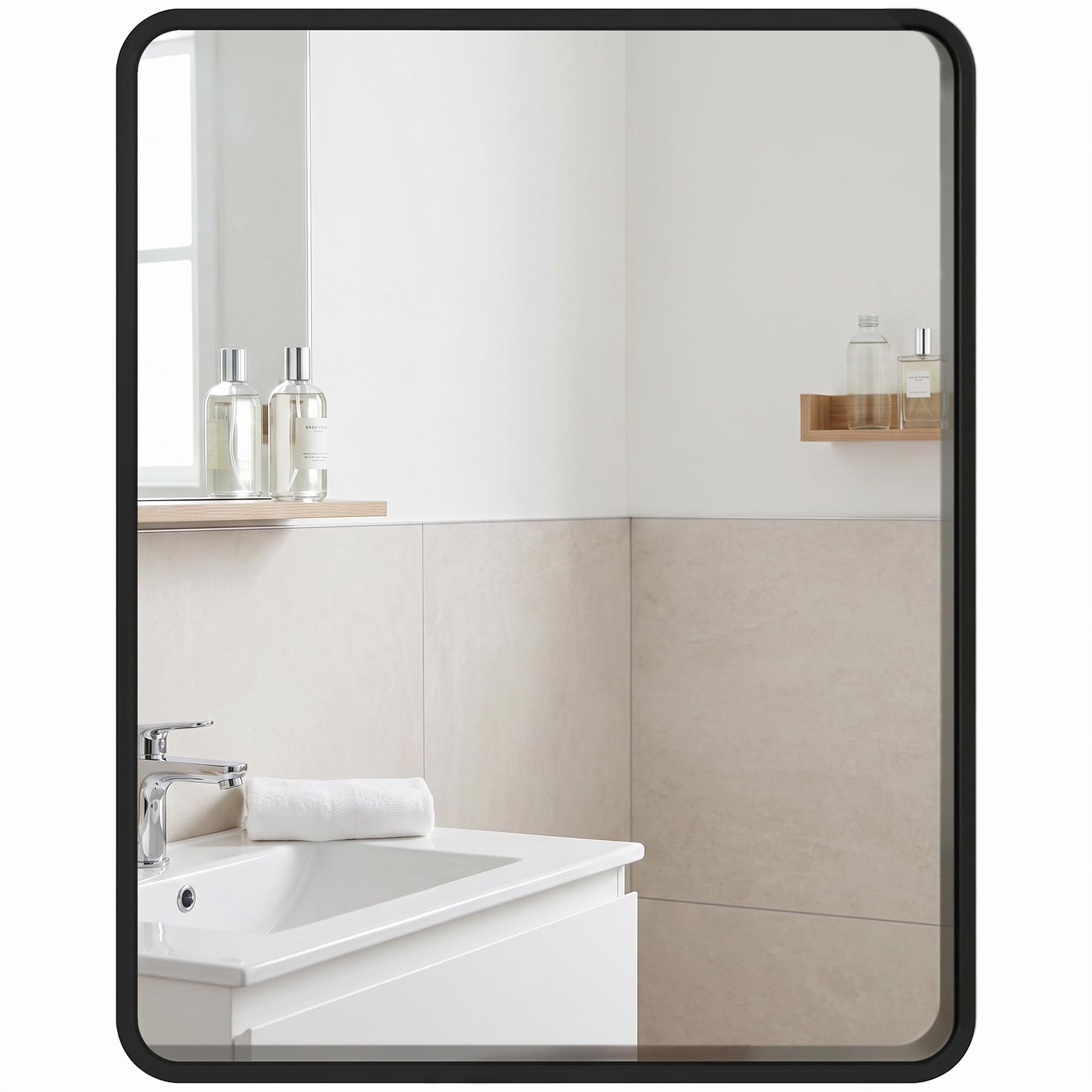 Homcom Unisex Black Rectangular Mirror With Metal Frame, Decorative Wall Mirror, Large