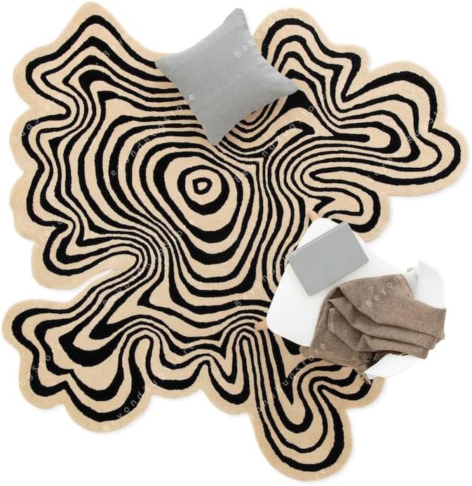 Irregular Shaped Illusion Pattern Hand-Tufted 100% Wool Handmade Area Rug (Color Multi, 4x4 Feet)