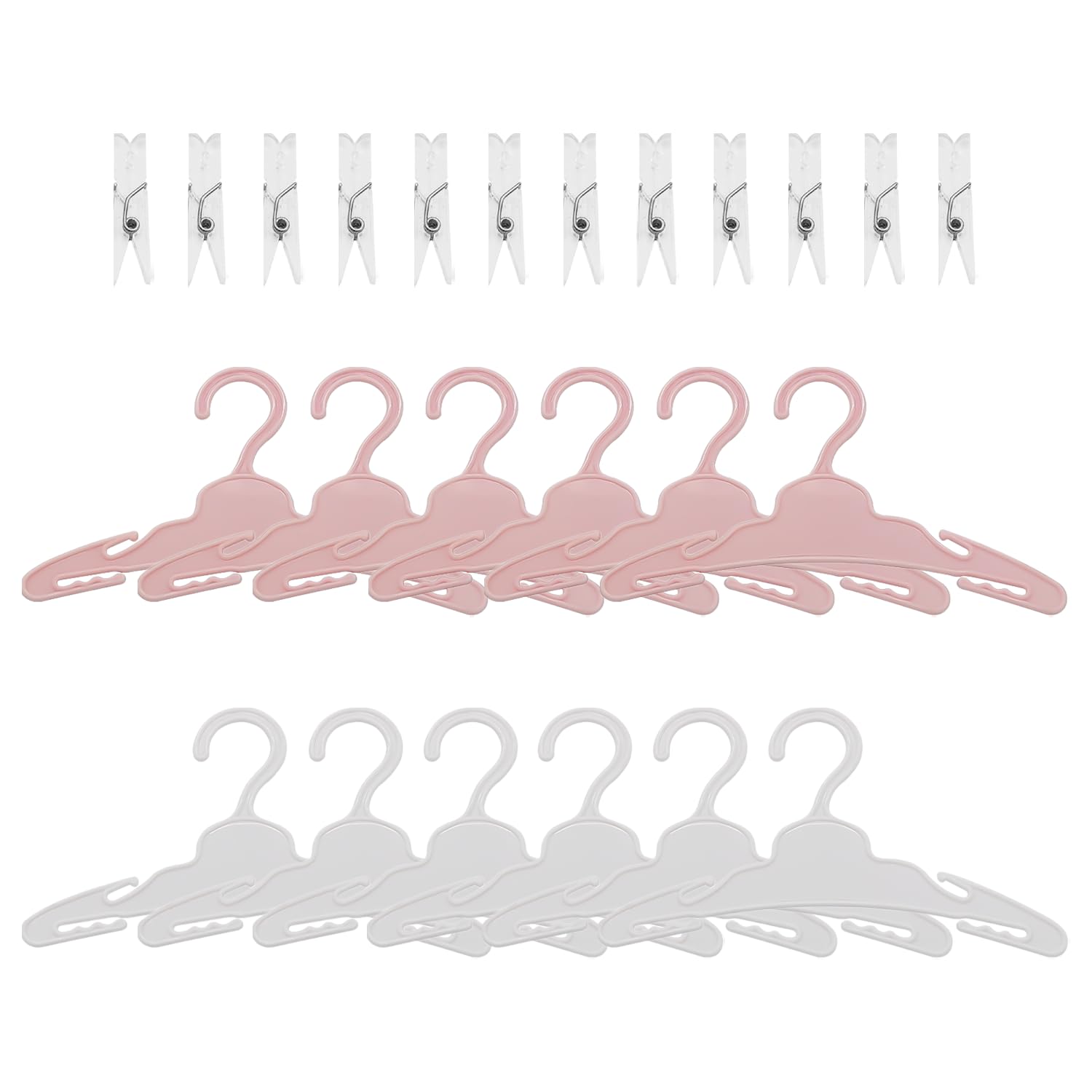 12 ganci per bambole, 12 clip trasparenti, ganci per bambole da ragazza, accessori per vestiti delle bambole, ganci per giocattoli