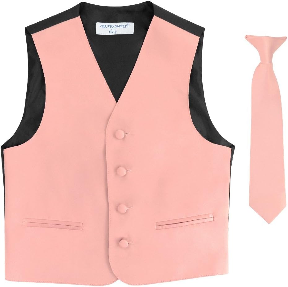 BOY'S Dress Vest & NeckTie Solid DUSTY PINK Color Neck Tie Set