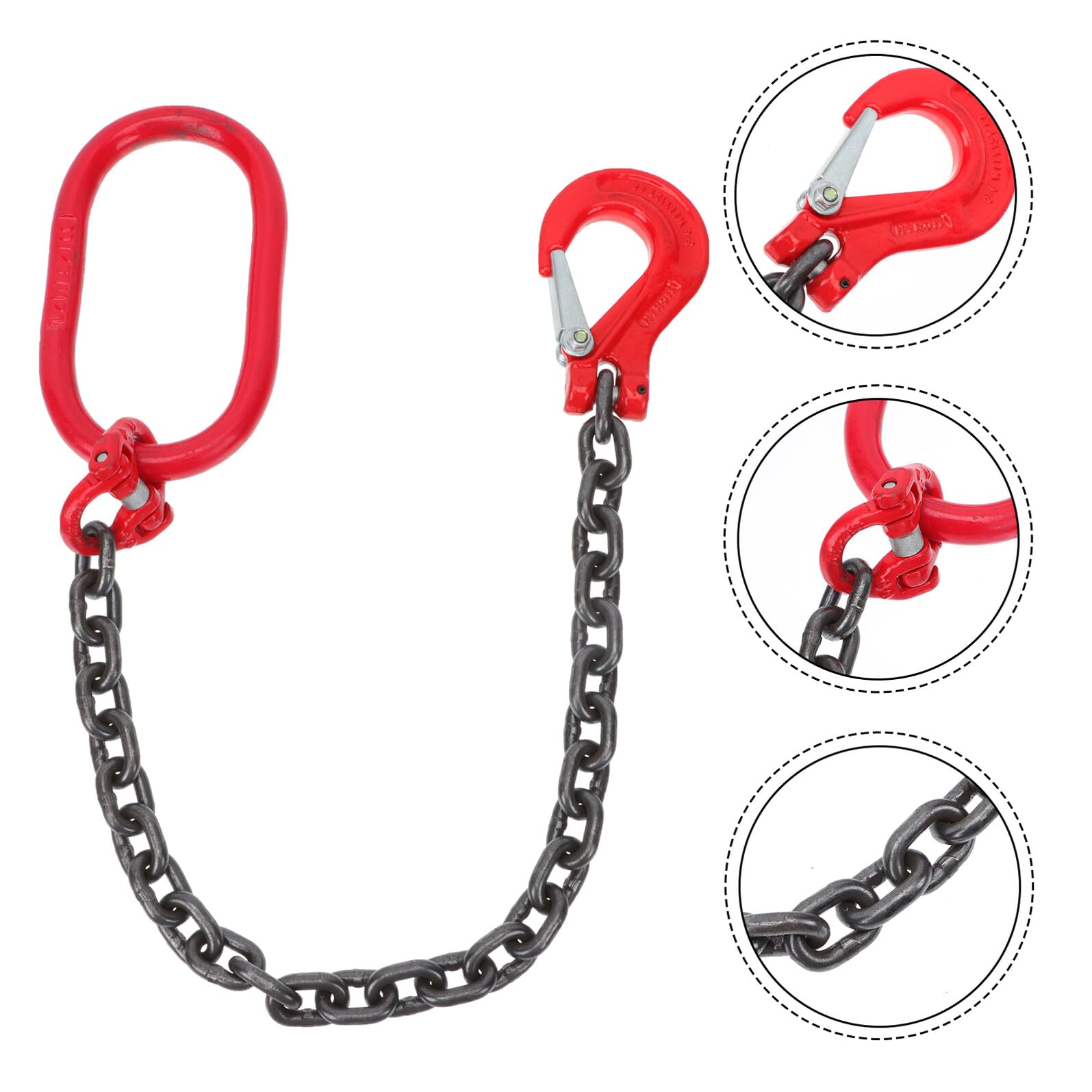 TIDTALEO Lifting Chain Sling with Manganese Steel Hook Single-leg Heavy Duty Chain Sling for Construction And Heavy Goods Handling