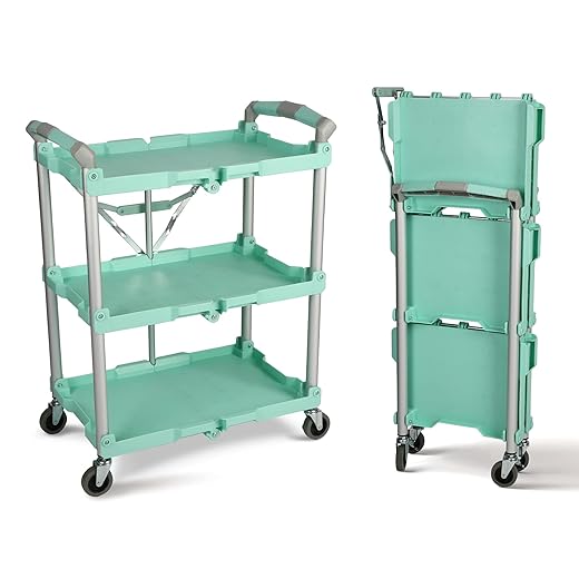 Olympia Tools 89-349 Pack-N-Roll Folding Collapsible Service Cart, 150LB Capacity, Teal