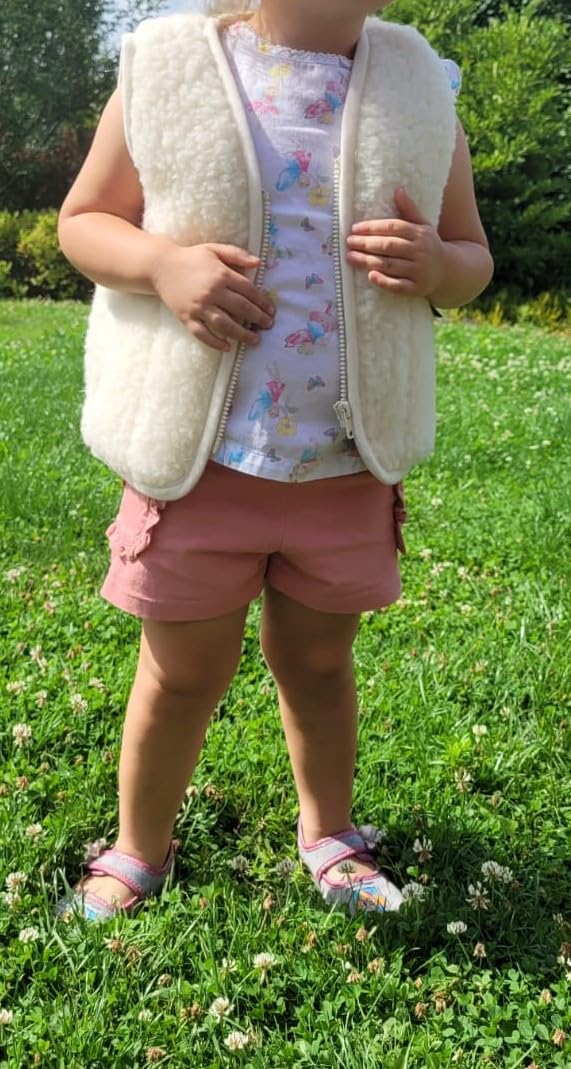 Gilet di qualità per Bambini in Lana Merino 100% Naturale, Gilet da 4-5 Anni