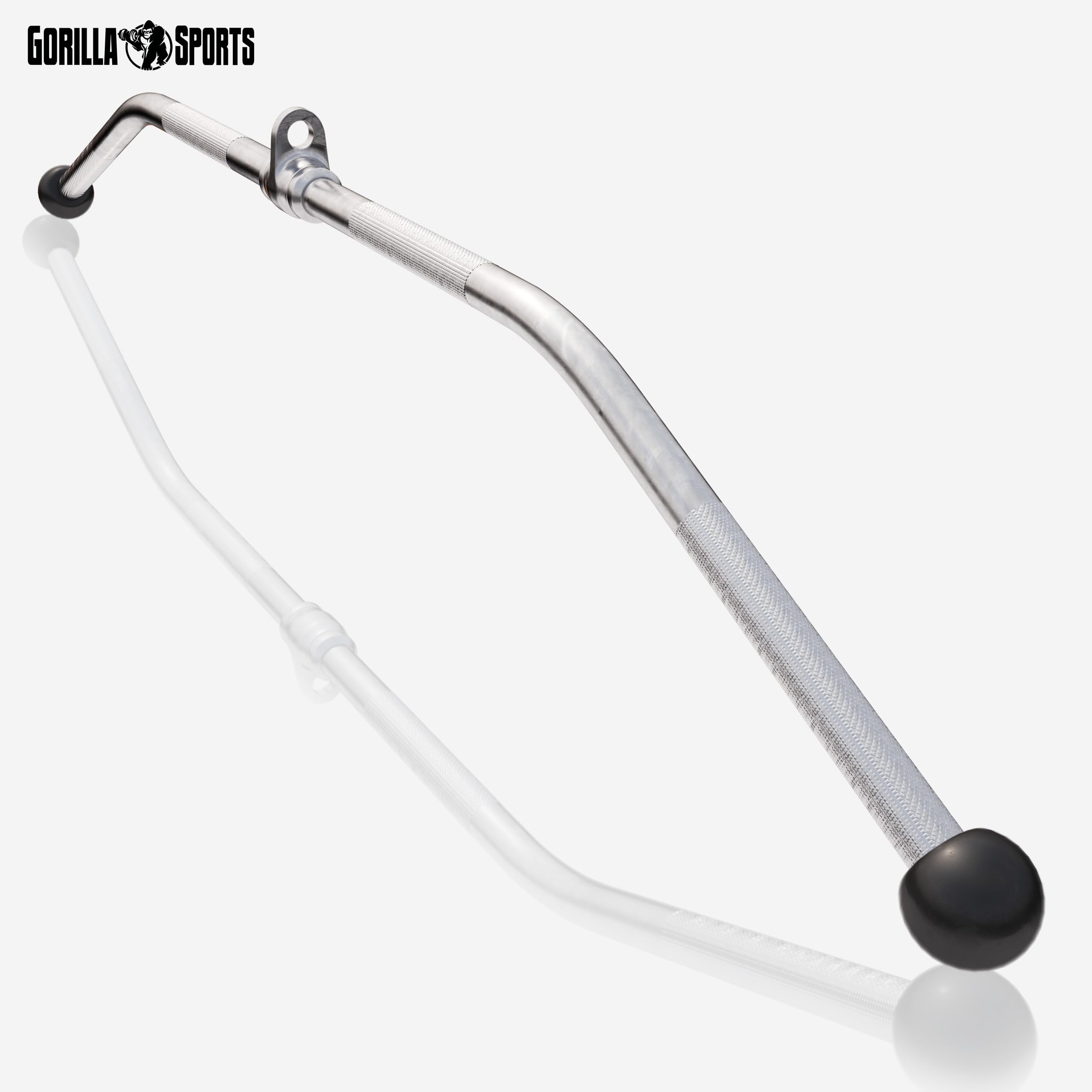GORILLA SPORTS® Barra de Poleas Gimnasio - Articulación Giratoria, 120cm, Antideslizante - Agarre Gym, Agarres Poleas Gym, Barra Polea, Barra de Polea para Espalda, Agarre Jalon, Máquina LAT